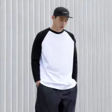 RADIUM ロングスリーブ Tシャツ【男女兼用・ゆったりフィット・カジュアルデザイン・肩の切り替え】