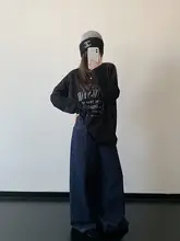 ヴィンテージ風ストレートデニムパンツ【レディース・ルーズフィット・春夏用・スタイル】（セットアップ対応）