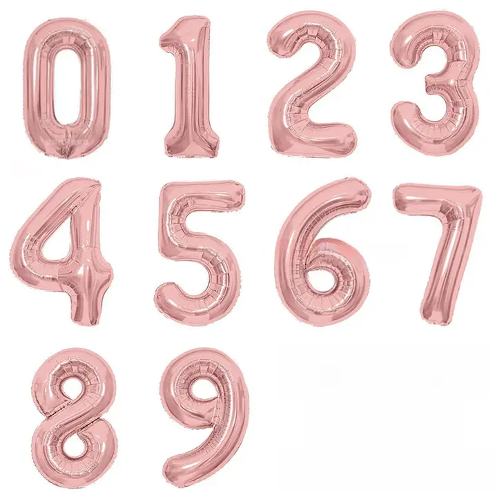 32インチと40インチのローズゴールド数字バルーン【誕生日パーティー・屋外装飾・撮影用】