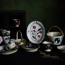 持つカップ コーヒーカップ 家庭用食器 陶器 手描きデザイン感