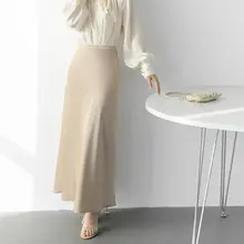 高級マットサテン製ハイウエストタイトスカート【エレガントデザイン・ミディ丈・極上の柔らかさ】（セットアップ対応）
