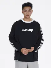 スウェット ユニセックス クルーネック 長袖 ロゴ ヘビーオンス アメカジ ヴィンテージ ストリート 春秋「WASSUP」