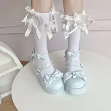 ロリータ風 厚底リボン付きダンスシューズ【大きなトゥ・スタイリッシュデザイン】