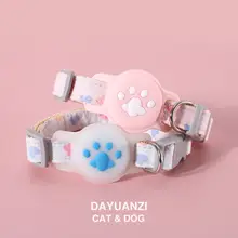 ペット用AirTag防水ケース【キャット＆ドッグ用・ハート型・夜光シリコン首輪】