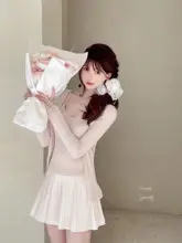 クリーンフィット 無地ハイウエスト プリーツスカート【女性用・多用途・シンプルデザイン】
