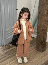 女の子用冬物加絨トレーナーとパンツ【2026秋冬新作】（セットアップ対応）