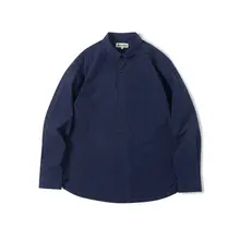 長袖シャツ フィット ややゆったり 長綿 塩縮 定番角ボタン