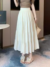 夏季ファッション！白色ハイウエストAラインスカート【極上の柔らかさ・透け感のあるメッシュ・体型カバー】