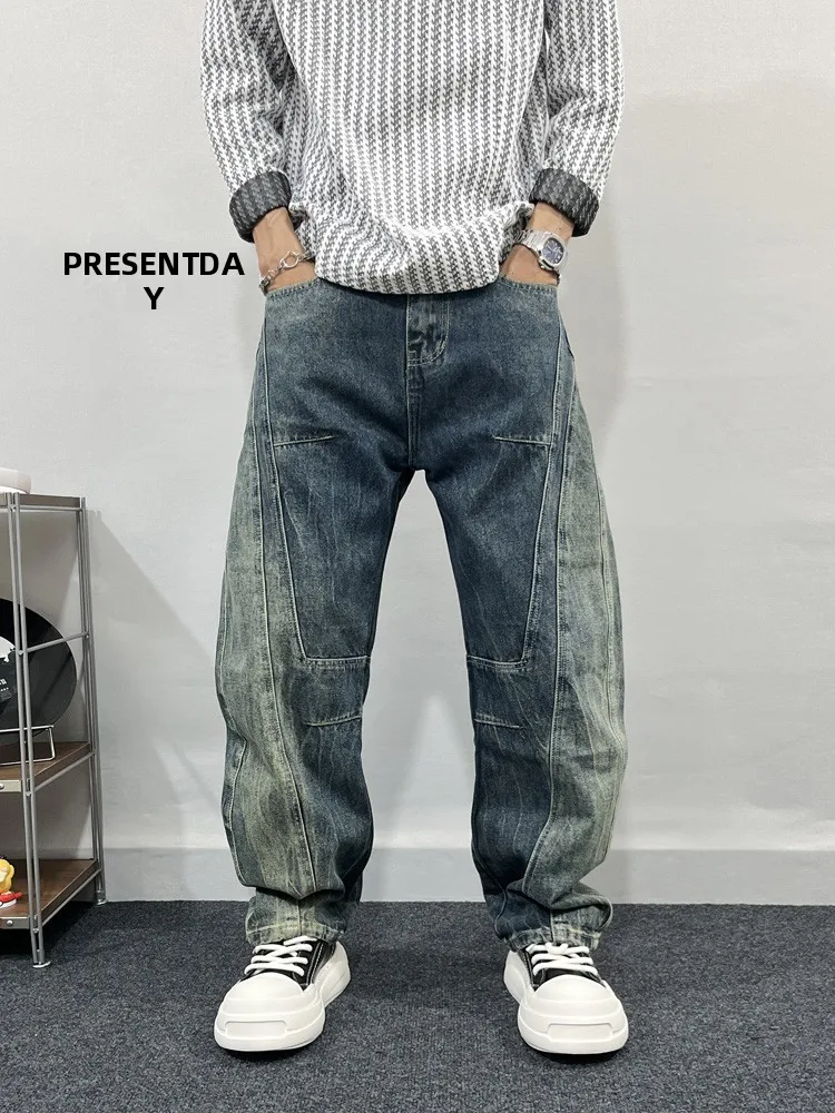春用メンズカジュアルデニムパンツ：ビンテージ風ストレートスタイルの実用性と着用シーン