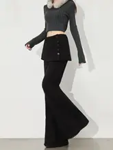 デザイン性溢れるブラックキャミソール風スリムパンツ【女性用・カジュアル】（セットアップ対応）