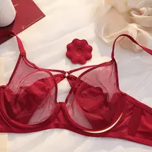 本命年用 赤い女性用下着【大きい胸をカバー・薄手・ソフトワイヤー・セクシーデザイン】
