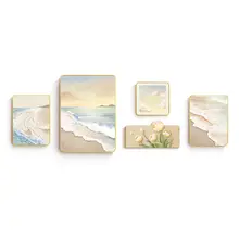 ナチュラル山水風景のリビング装飾画【クリームカラー・おしゃれな背景・インテリアアート】（セットアップ対応）