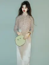 春夏用ピンク中華風チーパオ【高級感・若者向け・領証婚姻対応】（セットアップ対応）