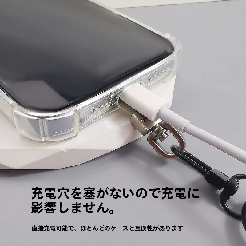 スマホ用回転式ストラップクリップ：超薄型・扇形デザインでスマートフォンの固定と充電管理を実現