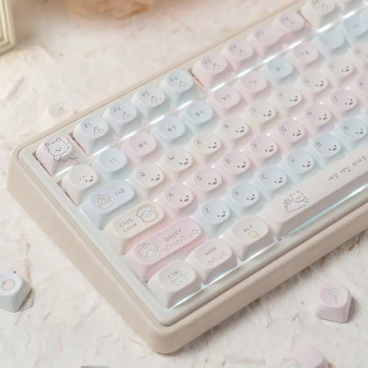 キーキャップ 機械式キーボード用 犬柄 宇宙 PBT 熱昇華印刷 MOプロファイル 丸み 各種配列対応
