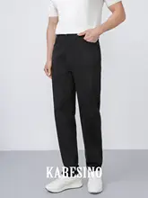 美しくフィットする黒のウォッシュドデニムパンツ【メンズ・スリムストレート・カジュアル】