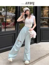 高腰デザインの女性用ワイドパンツ【シンプル・フィット・夏用】（セットアップ対応）