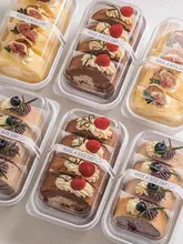 透明包装ケーキボックス【仕切り付き・パーティー用・スイスロール対応】