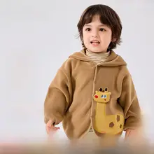 抗静電気仕様の子供用フリースコート【春秋用・フード付き・リバーシブルデザイン】