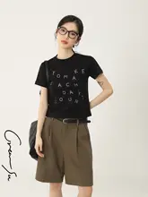 Tシャツ レディース 半袖 クルーネック ブラック レタープリント 着痩せ 夏 「CRUCREAMSU」