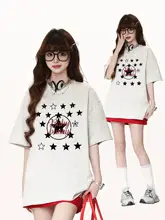 可愛いバニーキャラクターのコットン短袖Tシャツ【夏用・ルーズフィット・カジュアル】