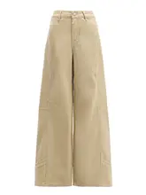 ベージュデニムパンツ【ハイウエスト・ワイドレッグ・女性用】