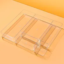 透明な多用途収納ボックス【化粧品・文房具・手帳・カトラリー用・積み重ね可能】