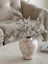 粉色ひび割れ模様の景徳鎮陶器花瓶【陶製・インテリア装飾用・水耕栽培対応】