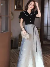 エレガントなロングドレス【フレンチスタイル・高級感・スマートフィット】（セットアップ対応）