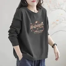 長袖コットンTシャツ【胸パッド付き・秋冬用・快適な着心地・ルーズフィット】
