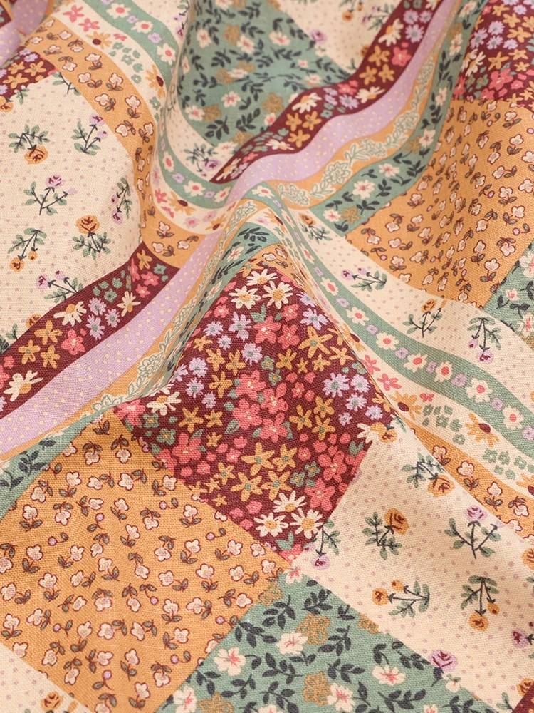 コットンリネン混合生地のヴィンテージ風フラワープリントエプロン用布：使いやすさとデザインのバランスを実証
