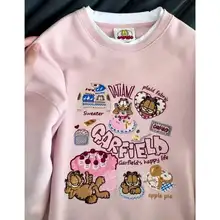加フィ猫デザインの刺繍入りゆったりスウェット【秋冬用・トレンドスタイル・男女兼用】（セットアップ対応）