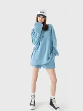 ワッフル生地のトレーナーとショートパンツのコンビネーション【春秋用・カジュアルスタイル・女性用】（セットアップ対応）