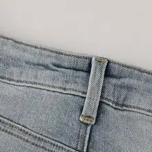 高腰ストレッチ大きいサイズデニムパンツ【薄色・レトロ・ストレート】（セットアップ対応）