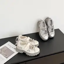 蝶結びデザインのマリージェーンシューズ【厚底・マジックテープ・スポーティー】