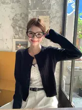 白色麻花デザインのニットカーディガン【春秋用・韓国風・女性用】