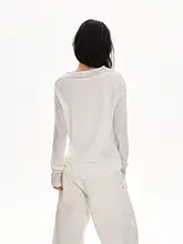 女性用 シンプルなカジュアルロングスリーブTシャツ【落ち感・夏向け・ノースリーブ風】（セットアップ対応）