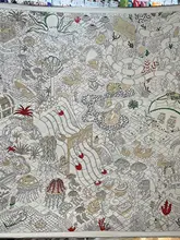 秋冬用 スカーフ【仮シルク・花模様・保温・手縫いのロールエッジ】