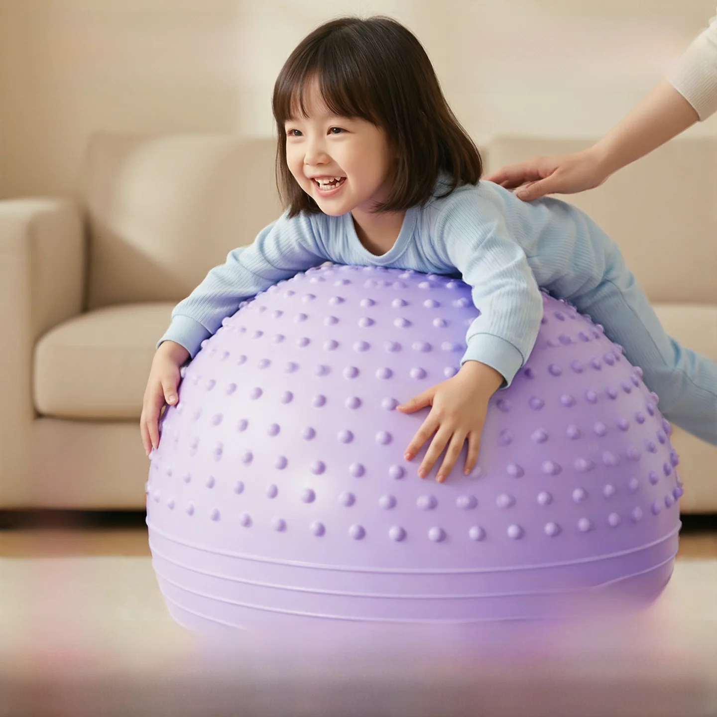 幼児用感覚統合トレーニングヨガボール：バランスと触覚刺激を実現する65cmピーチピンクモデル
