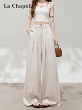 夏用のミ灰色パンツ【高腰・ワイドレッグ・直筒・極上の柔らかさ】（セットアップ対応）
