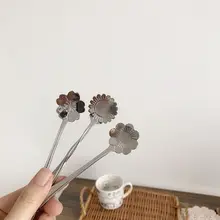 ステンレス製おしゃれなカフェスプーン【桜と向日葵デザイン・デザート用】
