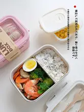 韓国風仕切り付きの食品グレード弁当箱【電子レンジ対応・密閉タイプ・通勤・通学用】（セットアップ対応）