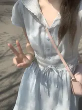 海軍襟レース付きワンピース【女性用・夏用・ウエストシェイプ・長袖】