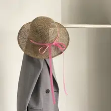 可愛らしいデザインのピンクリボン草帽【旅行・撮影用・UVカット】