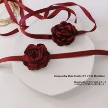 クリスマス酒紅色ローズネックレス【チョーカー・デート・パーティー用】