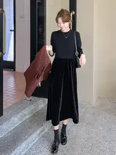 高級感あふれる黒いベロアのワンピースとベスト【秋のコーディネート・女性用】（セットアップ対応）