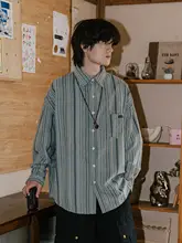 南鶴 メンズストライプ長袖シャツ【秋用・カジュアル・ヴィンテージ風】