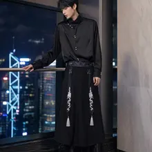 シャツ メンズ 長袖 スタンドカラー サテン チャイナテイスト 防シワ加工 上品 「VE2」