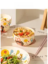 かわいいキャラクター付き陶器製食器セット【ファミリー向け・贈り物に最適】（セットアップ対応）