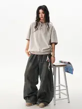 ヴィンテージ風 ハンドステッチ ヘンリーネックニットTシャツ【男女兼用・夏用】